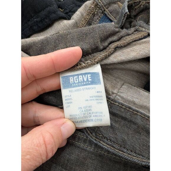 Agave Denim‎ Waterman Relaxed Straight 5 Pocket Jeans men's 35 brown - Picture 8 of 9